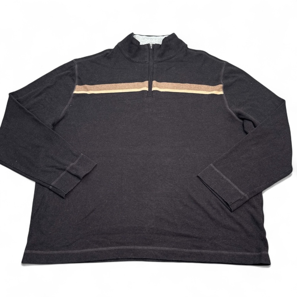 Banana Republic 1/4 Zip Pullover Sweater Mens Size 2XL XXL Brown Knit Casual‎